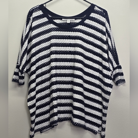 Karen Kane Tops - Karen Kane Nautical Striped Top Size S M Dolman Sleeve Navy White Oversized